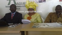 Le président de l'ASCOSEN, Momar Ndao, Mme Diop SG de l'UNCS