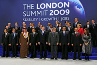 Les chefs d'Etat participant au sommet de G20 à Londres, le 2 avril 2009. (Ph: Reuters)