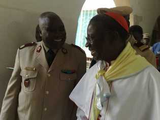 le cardinal Théodre Adrien Sarr lors de sa visite à Dantec