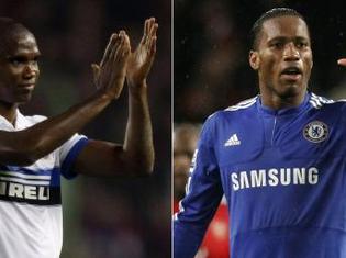 Le Camerounais Samuel Eto'o et l'Ivoirien Didier Drogba. Reuters