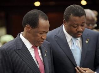 Blaise Compaoré et Faure Gnassingbé en juin 2009 à Abuja. AFP / P. Utomi Ekpei