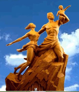 Le Monument de la Renaissance Africaine chante  l'Africain libéré de l'Esclavage et de la Domination