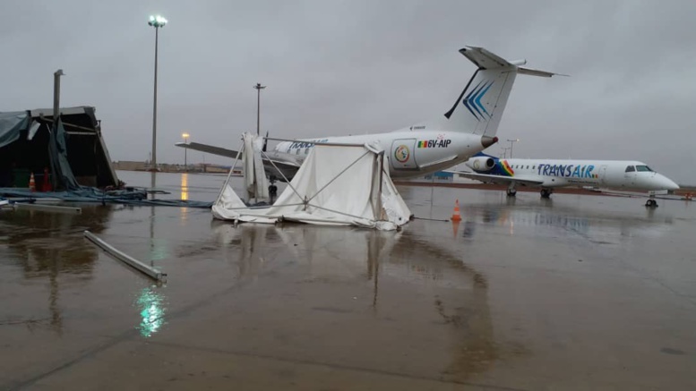 Images - L'AIBD inondée après les premières pluies à Dakar, Air Sénégal Sa enregistre des dégâts