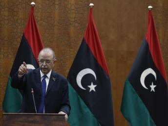 Le Premier ministre libyen Abdel Rahim al-Kib a annoncé, lors d'une conférence de presse à Tripoli, le 22 novembre 2011, la composition du nouveau gouvernement. Reuters / Mohammed Salem