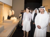 Inauguration de l'exposition «Naissance d'un Musée», dimanche 21 avril en présence du cheikh Hazza Bin Zayed al-Nahyan et d'Aurélie Filipetti, ministre française de la Culture.