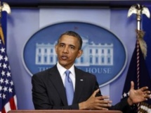 Le président Obama pendant sa conférence de presse à la Maison Blanche, le 30 avril 2013.