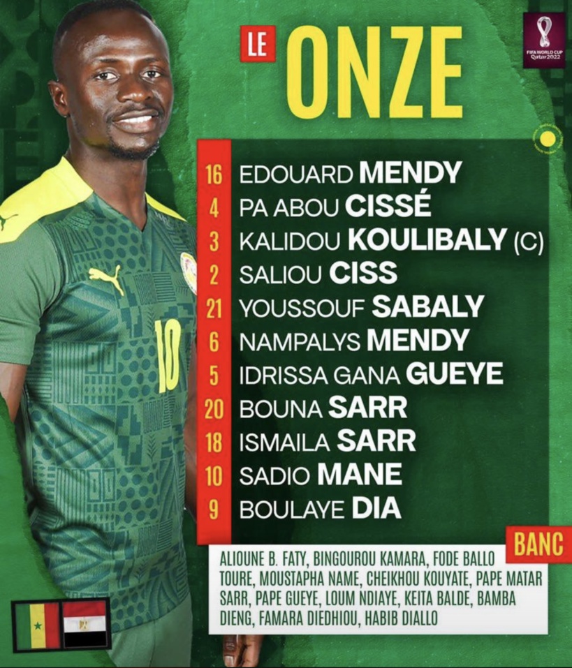 #SENEGY : Voici le onze de départ des "Lions"