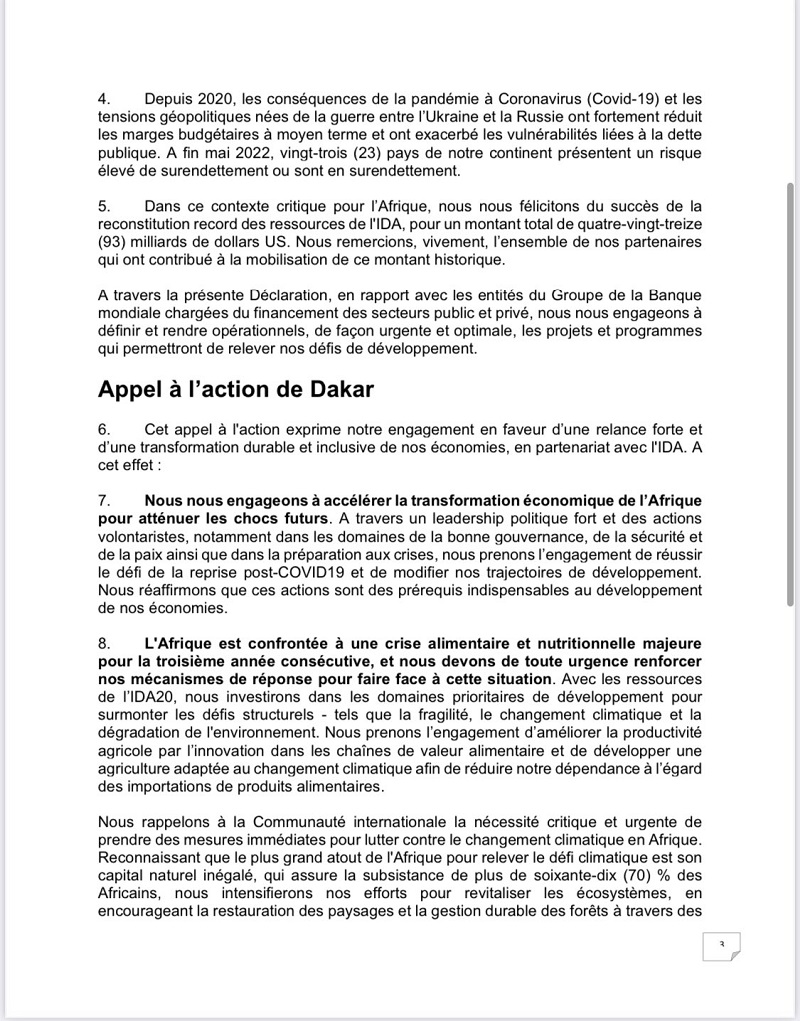 ​Appel à l'action de Dakar : les chefs d’Etats africains se mobilisent en vue de soutenir un programme ambitieux de développement à travers le continent