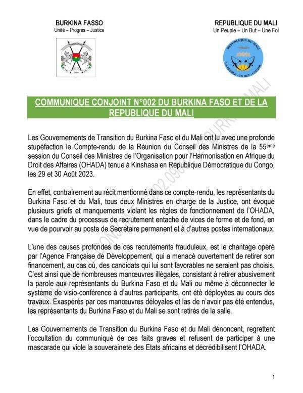 55e Conseil des ministres de l’OHADA : Le Burkina Faso et le Mali dénoncent des recrutements frauduleux