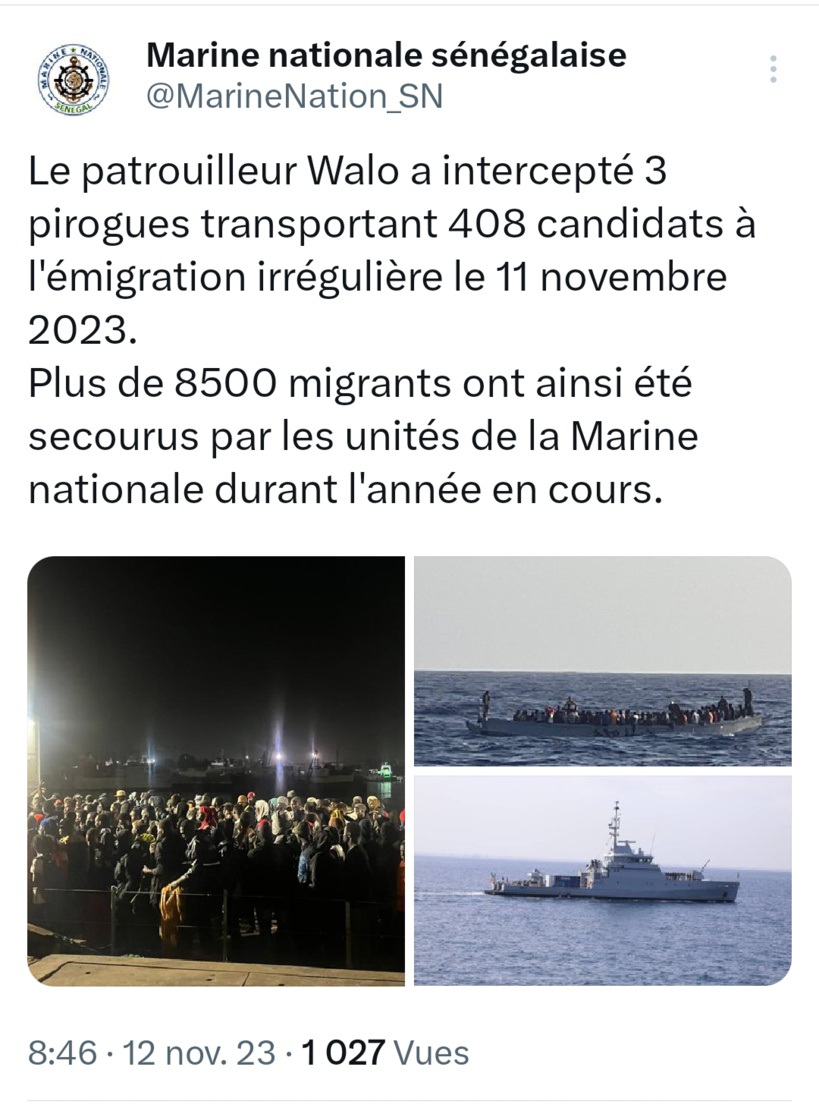 Migration irrégulière: 3 pirogues interceptées par la Marine nationale