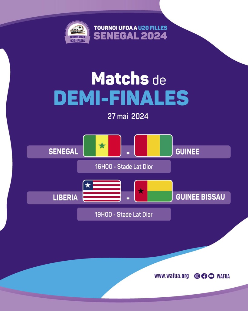Tournoi UFOA/A U20 féminin : Sénégal – Guinée, Libéria – Bissau, duels des demi-finales