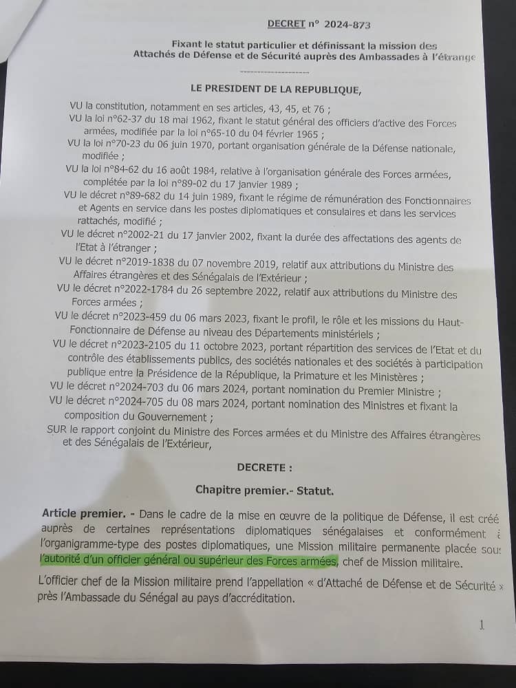 Nomination du Général Kandé comme attaché militaire : un décret de Macky Sall met fin à la polémique