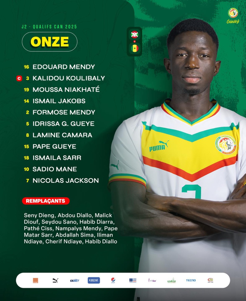 Qualifs CAN 2025 – Burundi vs Sénégal : le onze de départ des « Lions » avec Lamine Camara et Formose Mendy