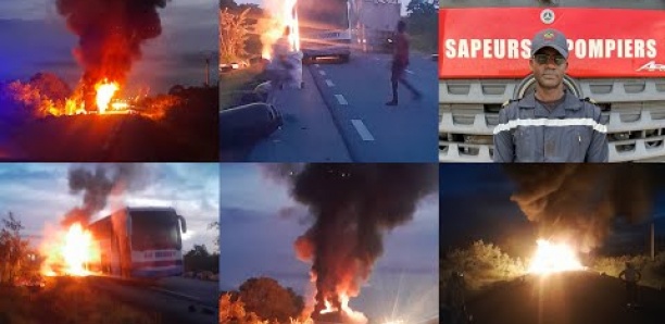 Goudiry : un bus prend feu, les passagers sauvés par un militaire