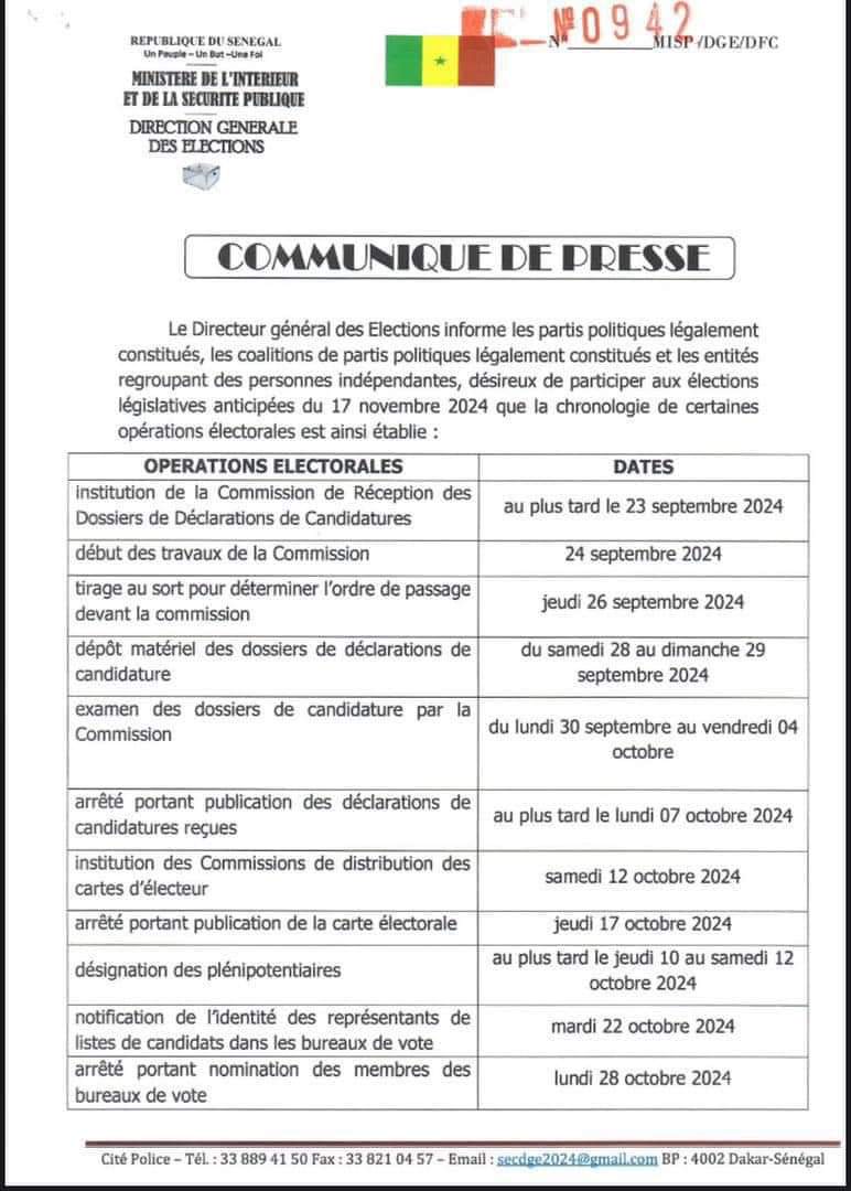 ​Élections législatives anticipées au Sénégal : le calendrier électorale dévoilé