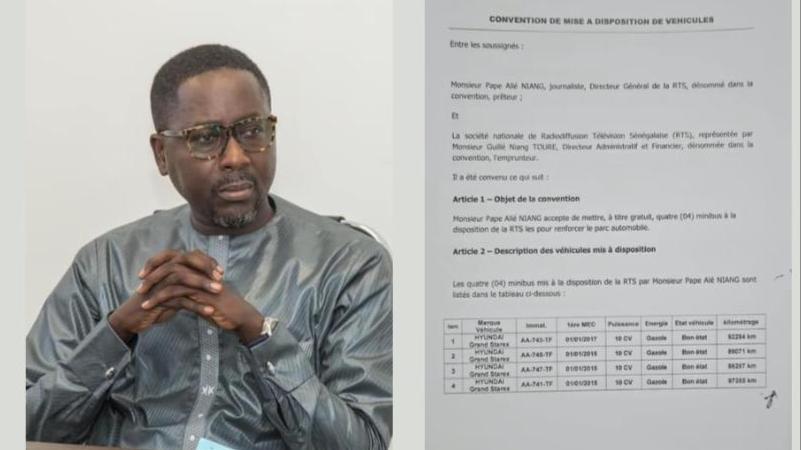 Pape Alé Niang offre ses minibus personnels à la RTS