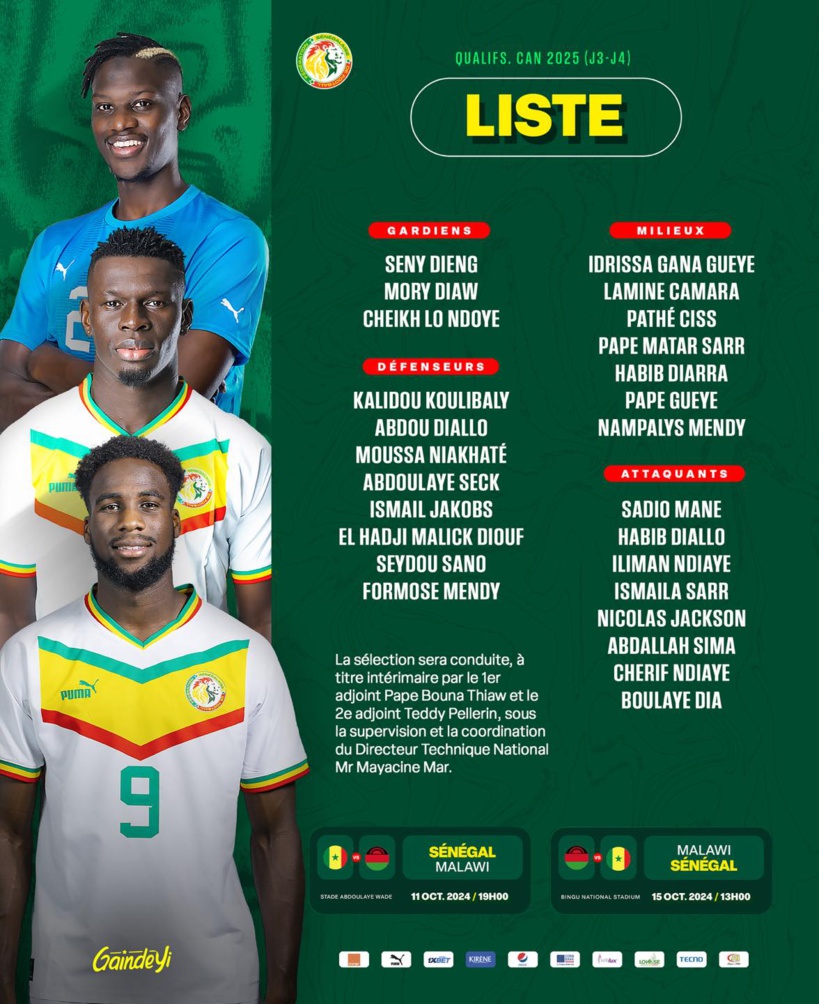 Éliminatoires CAN 2025 : 26 « Lions » sélectionnés, avec Cheikh Lo Ndoye du Jaraaf, Boulaye Dia de retour