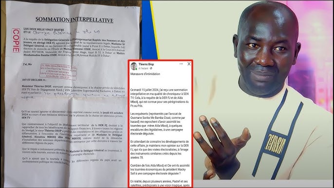 Le chroniqueur de SENTV Thierno Diop révèle avoir reçu une sommation interpellative venant d’Aïda Mbodj