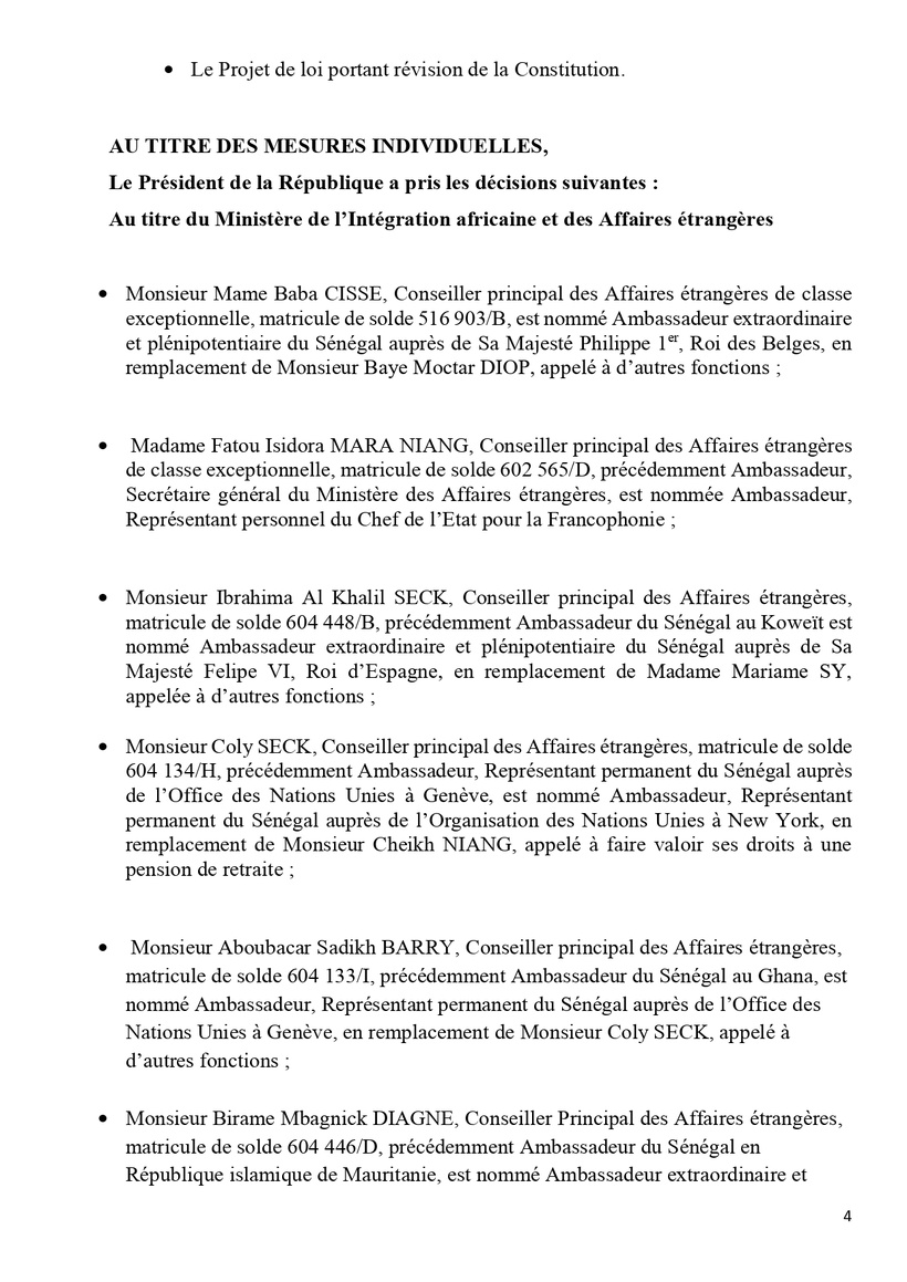 Communiqué du Conseil des ministres du mercredi 11 décembre 2024 (Communiqué)