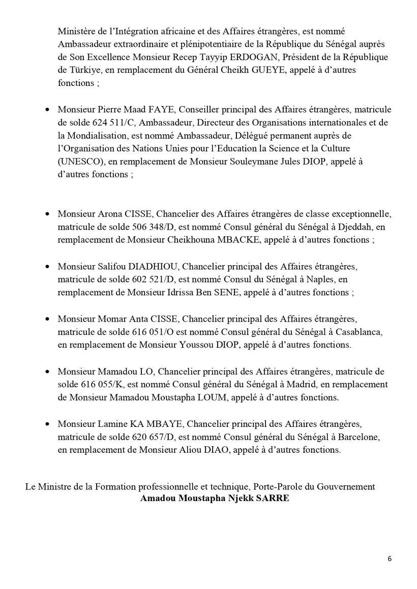 Communiqué du Conseil des ministres du mercredi 11 décembre 2024 (Communiqué)