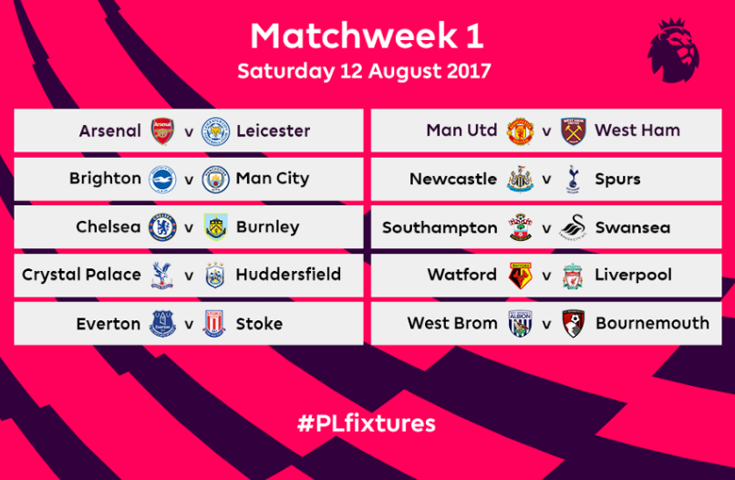 Le calendrier de la Premier League dévoilé