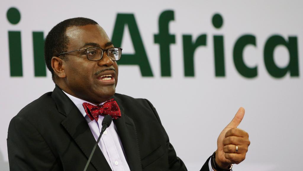 Akinwumi Adesina, président de la BAD, lors d'une conférence de presse au sommet de la BAD, le 22 mai 2017. © REUTERS