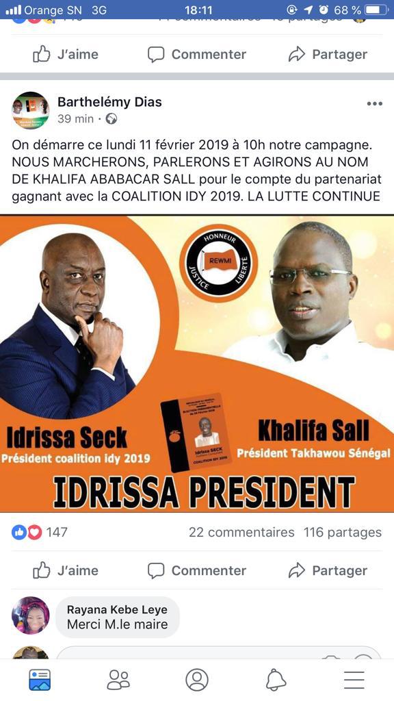 Khalifa chez Idy: Bamba Fall encore flou, Barthelèmy Dias se jette dans la campagne