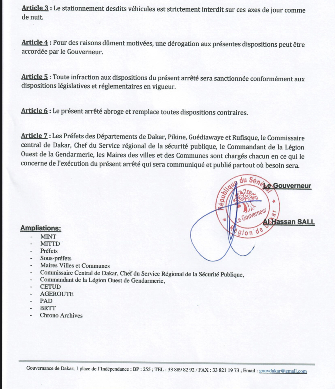 Le Gouverneur de Dakar brandit un arrêté pour réglementer la circulation des gros porteurs