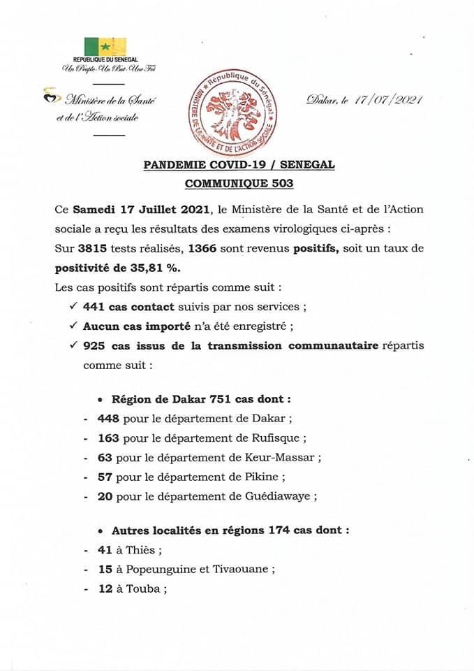 Covid-19: selon les derniers chiffres, plus d’un Sénégalais sur 3 actuellement contaminé