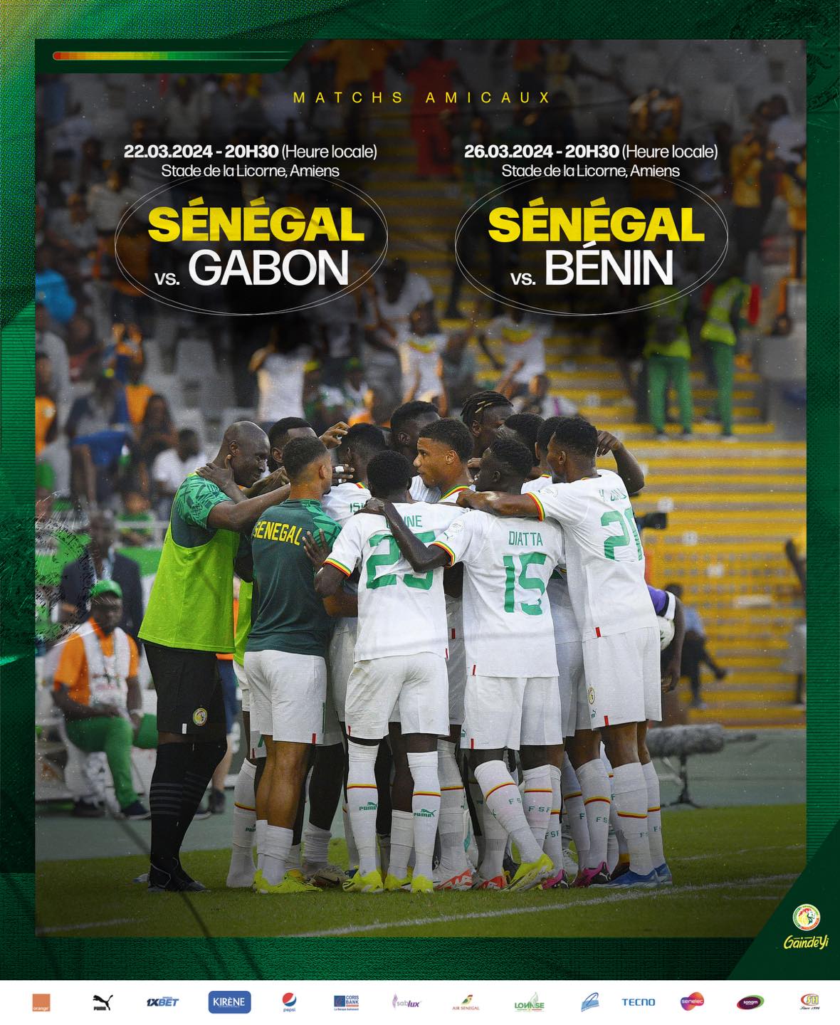 Matchs amicaux : le Sénégal affrontera le Gabon et le Bénin à Amiens