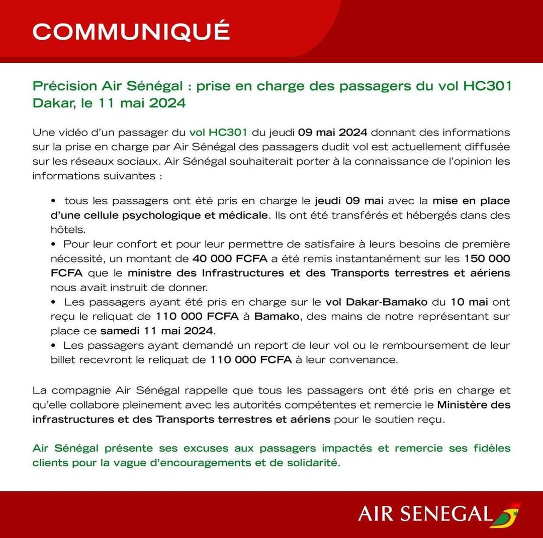 Sortie de piste de l’avion Transair à l’AIBD : Air Sénégal apporte des éclaircissements 