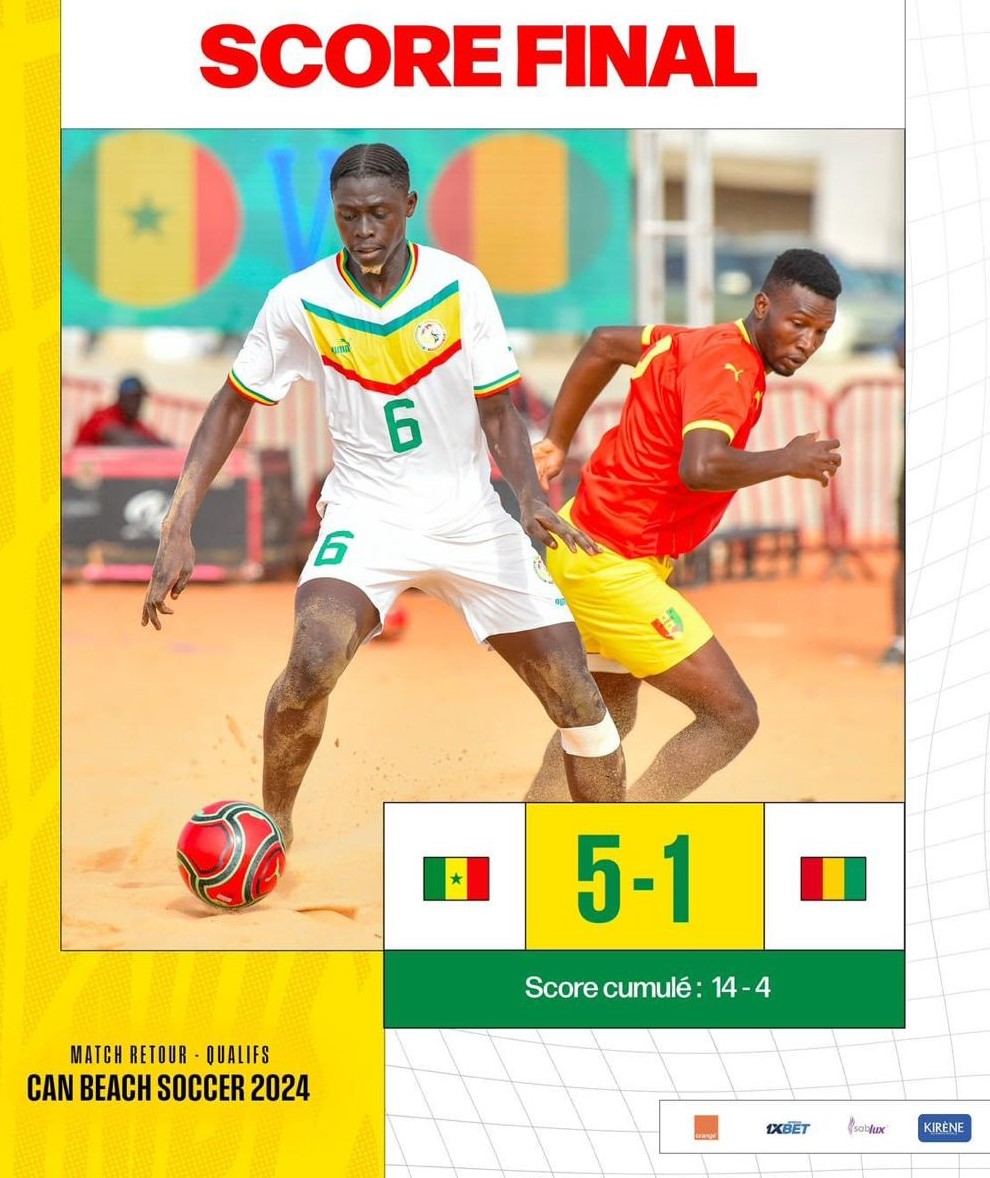 Beach soccer : le Sénégal bat la Guinée et signe son ticket pour l'Egypte