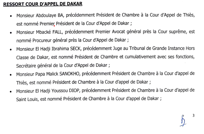 Vaste chamboulement au sein de la Magistrature : Maham Diallo remplacé par Abdoul Aziz Diallo comme Doyen des juges