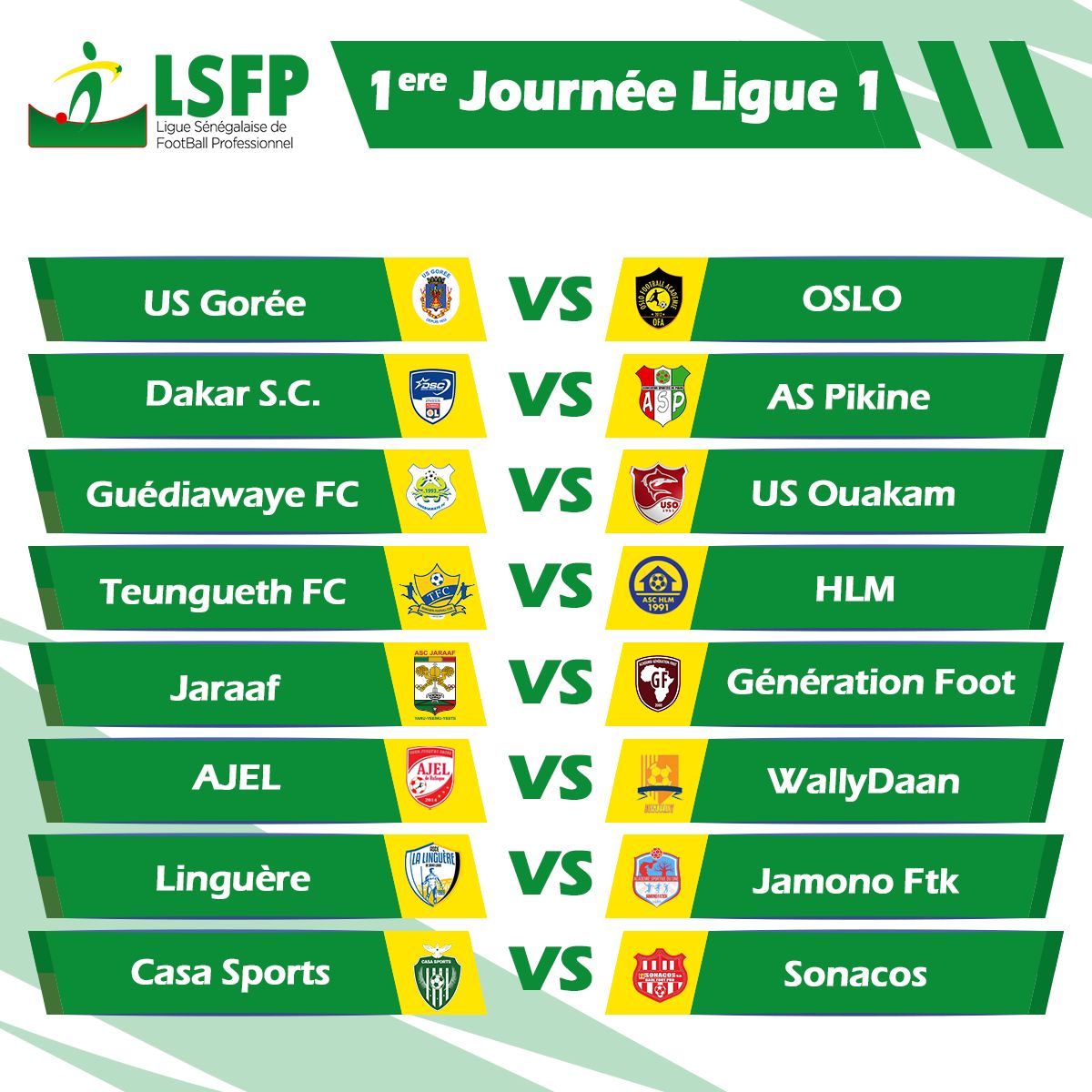 Saison 2024-2025 : la Ligue 1 et Ligue 2 élargies à 16 équipes, duel Jaraaf vs Génération Foot dès la première journée