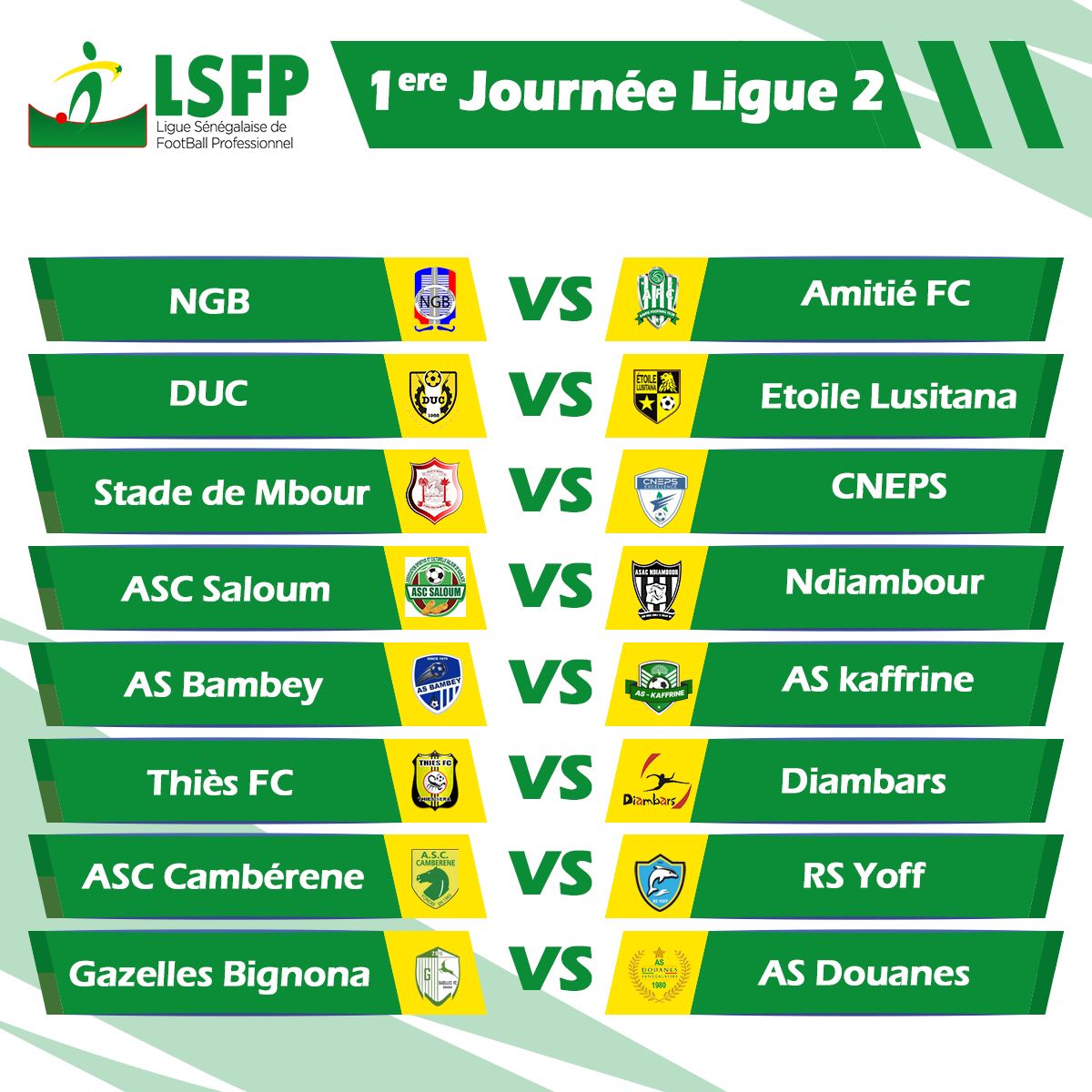 Saison 2024-2025 : la Ligue 1 et Ligue 2 élargies à 16 équipes, duel Jaraaf vs Génération Foot dès la première journée