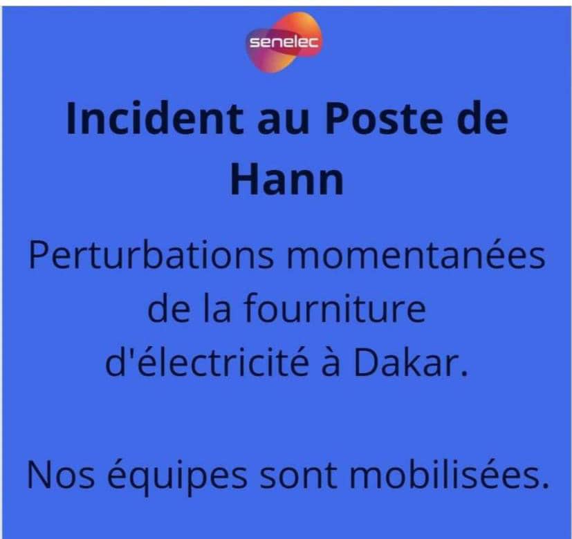 Coupure d’électricité à Dakar : la Senelec évoque un incident technique