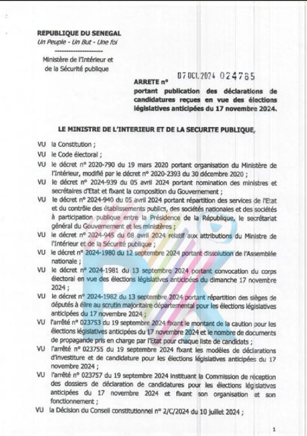 Exclusif - Arrêté ministériel: les listes départementales de Macky à Bakel et en Afrique de l'Ouest déclarées irrecevables pour les législatives 