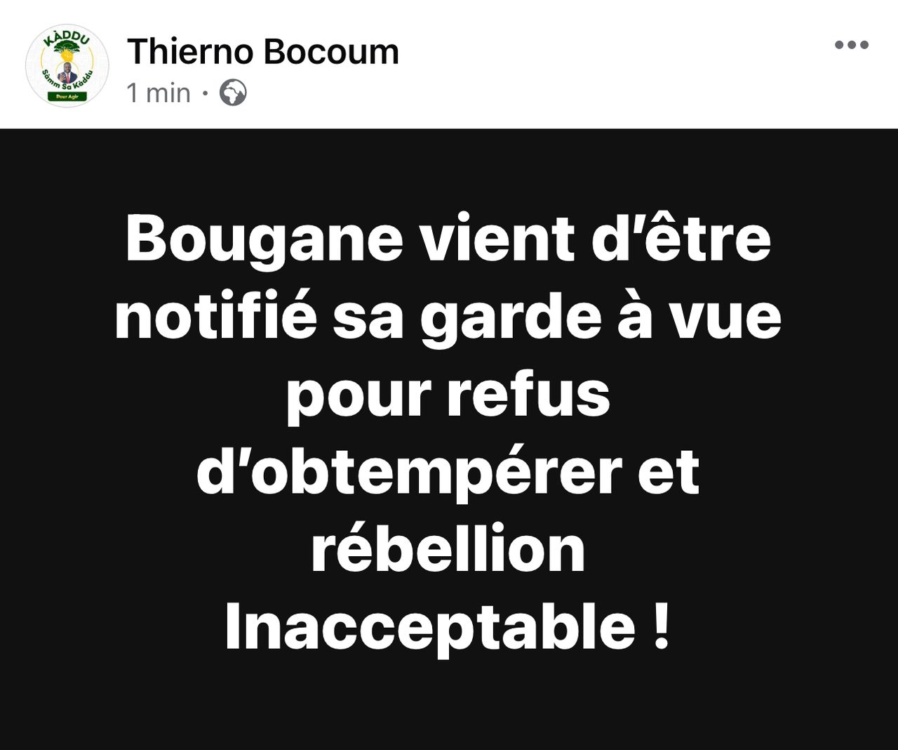 Bakel : Bougane Guèye Dany placé en garde à vue pour "refus d'obtempérer et rébellion"