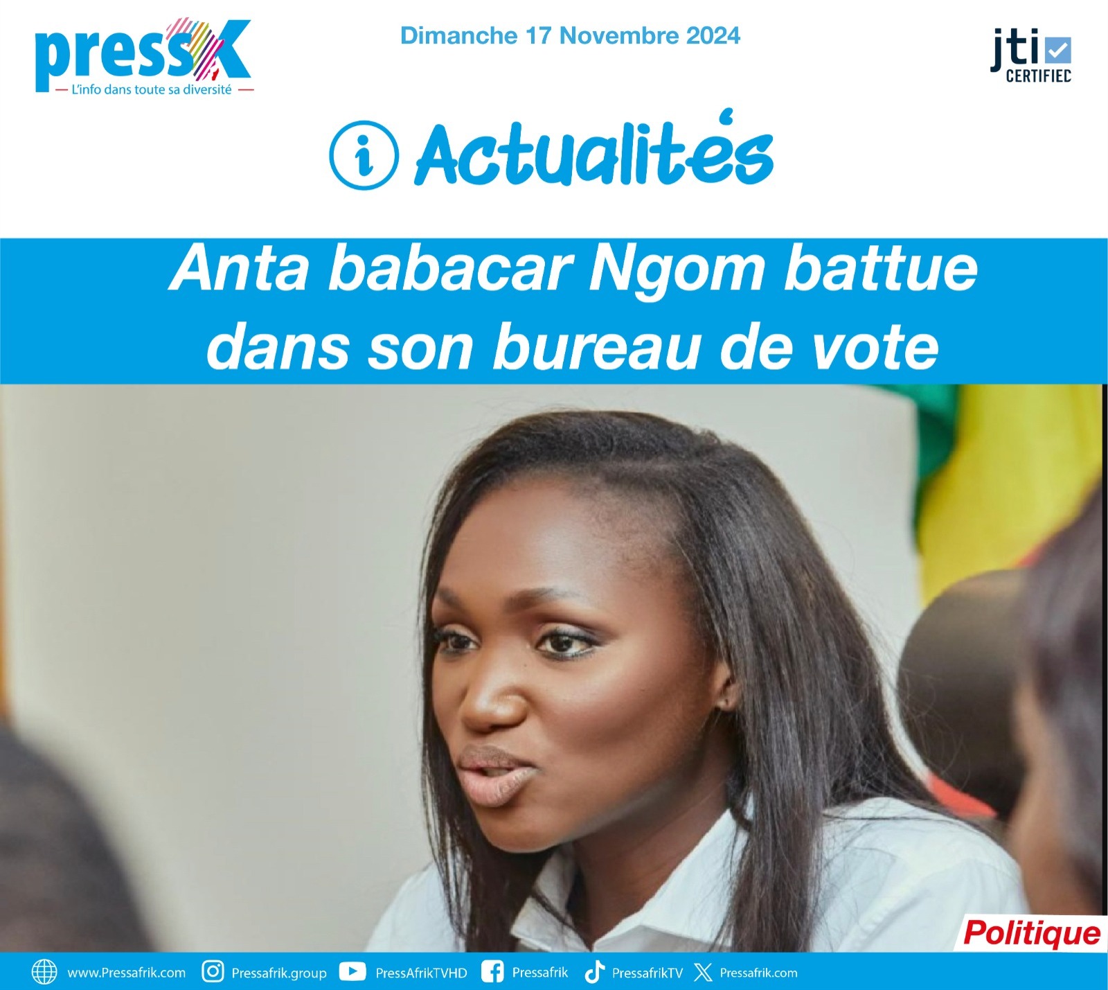 #Résulats-Législatives 2024: Anta Babacar Ngom battue dans son bureau de vote