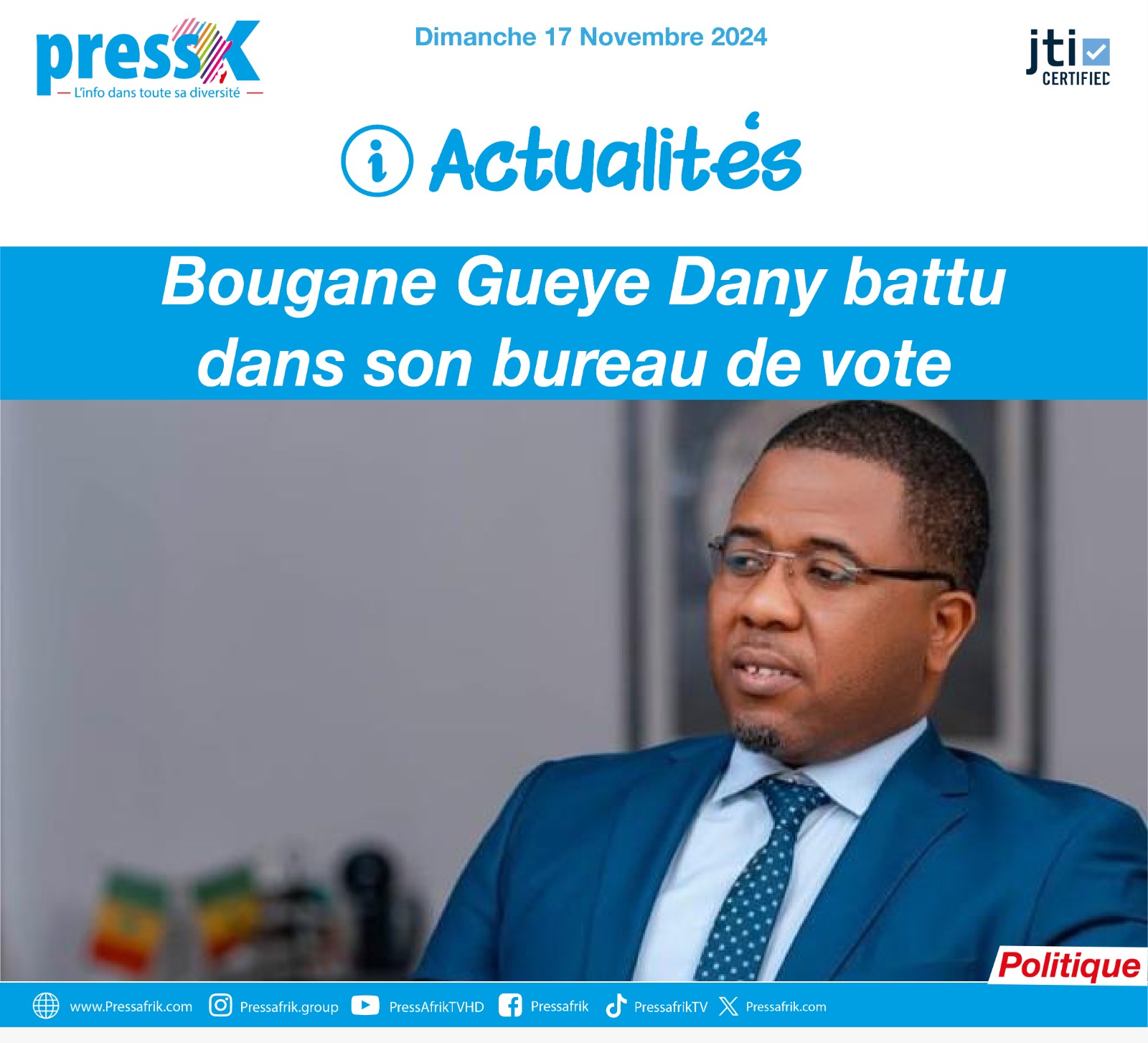 #Résulats-Législatives 2024: Bougane Gueye Dany battu dans son bureau de vote