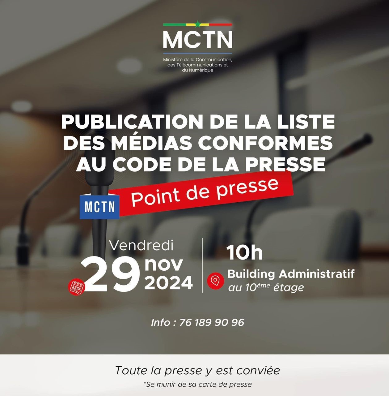 La liste des médias reconnus par l'Etat : le ministre de tutelle face à la presse vendredi 