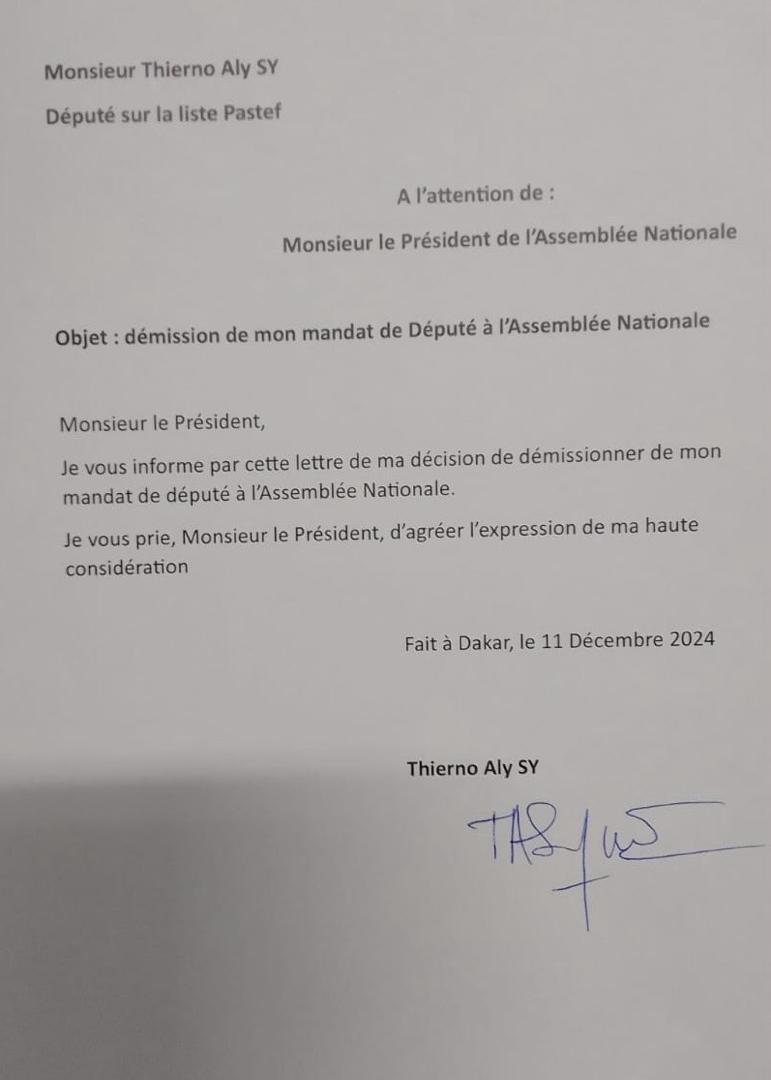 Assemblée nationale : le suppléant d’Abass Fall démissionne