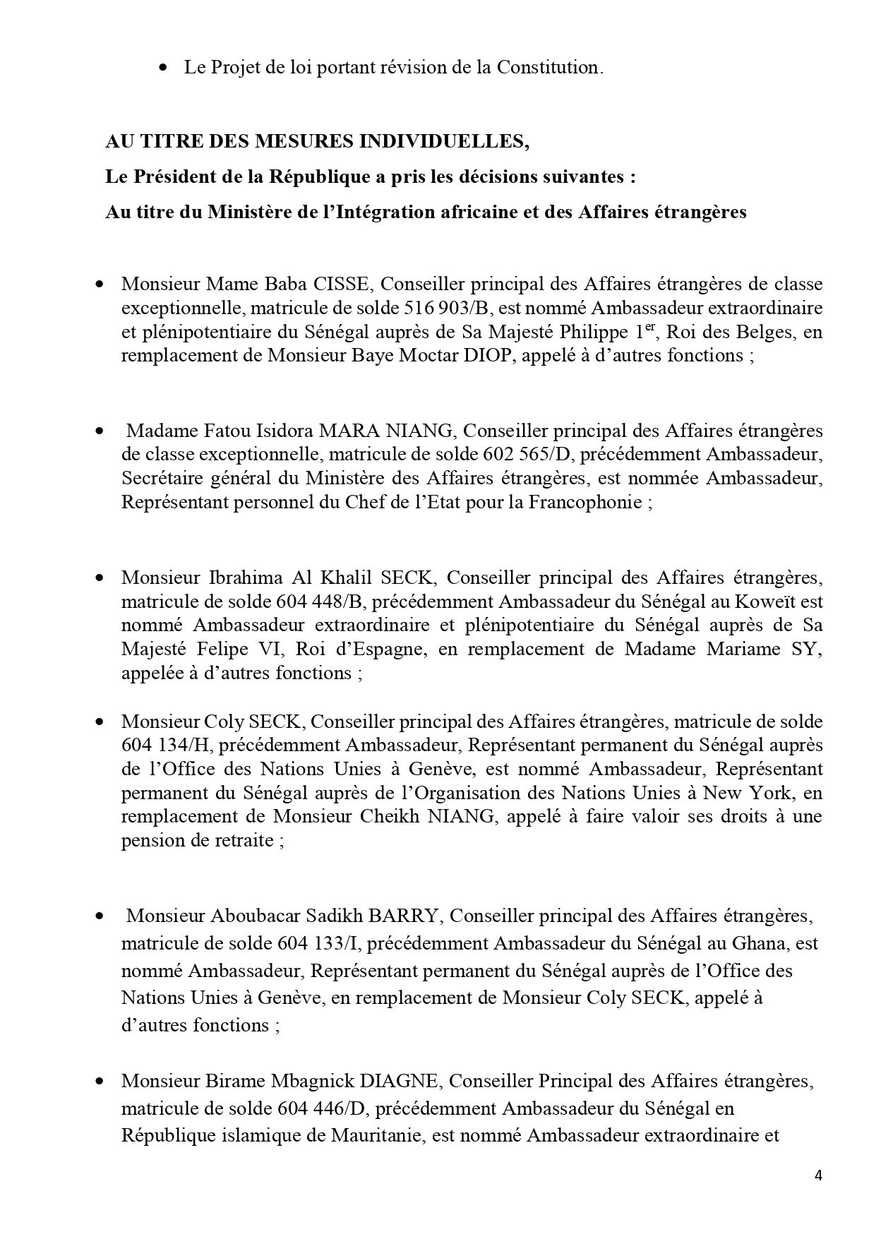 Communiqué du Conseil des ministres du mercredi 11 décembre 2024 (Communiqué)