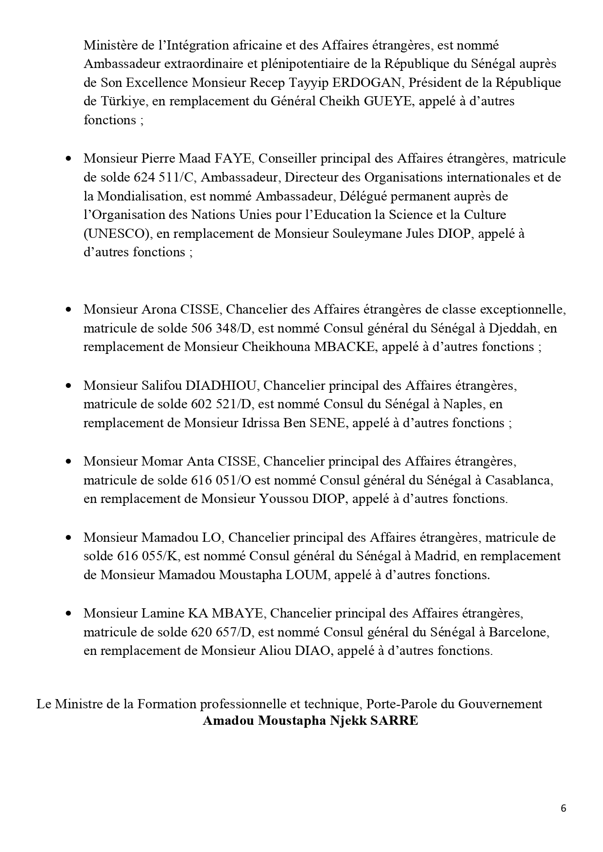 Communiqué du Conseil des ministres du mercredi 11 décembre 2024 (Communiqué)