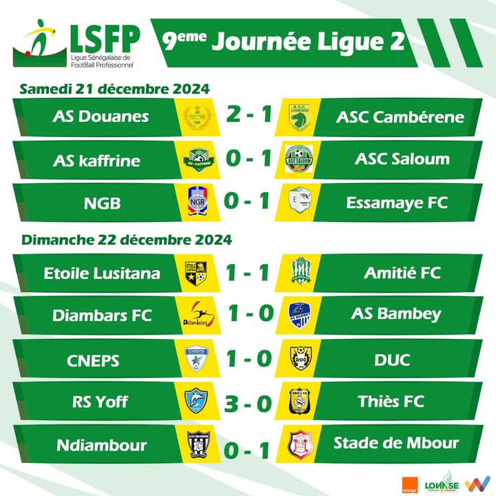 Ligue 2 : le Stade de Mbour se relance, Essamaye FC conforte sa place de leader, RS Yoff enfin victorieux