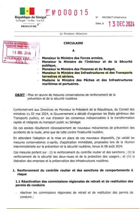 Modernisation des transports : Le Sénégal adopte des mesures conservatoires pour renforcer la sécurité