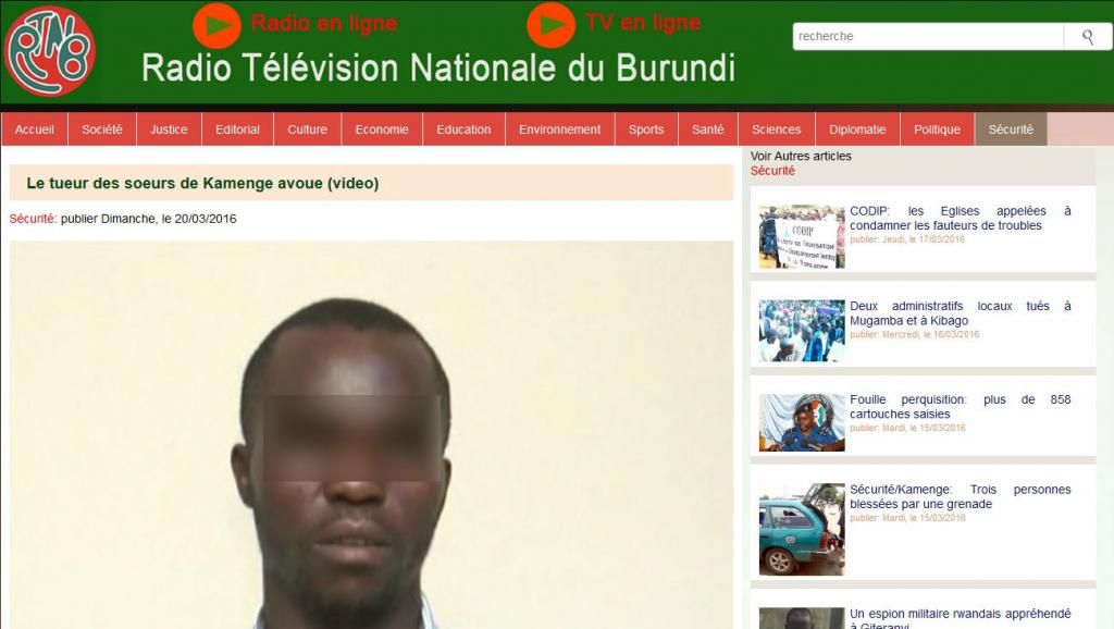 Burundi: ces aveux télévisés qui tombent à point nommé pour le pouvoir