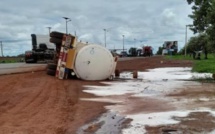 Accident sur la RN1,Tamba : un camion-citerne rempli d'essence s'est renversé